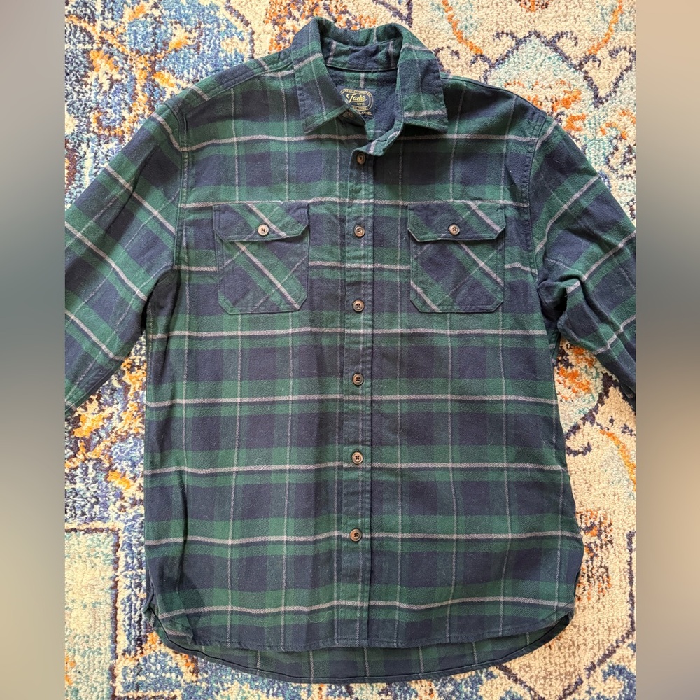 Large — Jachs men’s heavyweight green and blue flannel